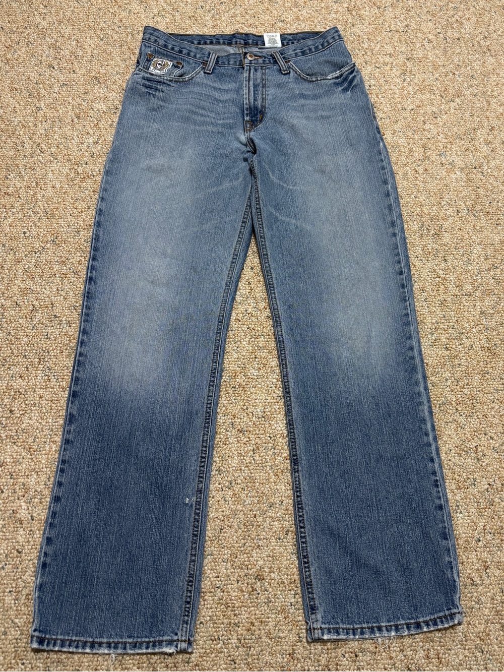 Cinch White Label Jeans Men's 31x32 Relaxed Straight Distressed Blue Cowboy